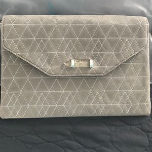 Grey Suede like Clutch